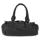Chloe Paddington Hand Bag Leather Black Gold Silver Auth am10059-3