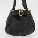 Chloe Paddington Hand Bag Leather Black Gold Silver Auth am10059-4