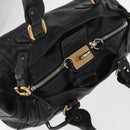 Chloe Paddington Hand Bag Leather Black Gold Silver Auth am10059-6