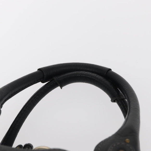 Chloe Paddington Hand Bag Leather Black Gold Silver Auth am10059