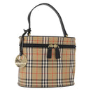 BURBERRY Nova Check Vanity Hand Bag Canvas Beige Gold Auth am10060V-1