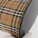 BURBERRY Nova Check Vanity Hand Bag Canvas Beige Gold Auth am10060V-10