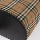 BURBERRY Nova Check Vanity Hand Bag Canvas Beige Gold Auth am10060V-11