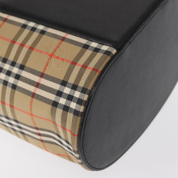 BURBERRY Nova Check Vanity Hand Bag Canvas Beige Gold Auth am10060V