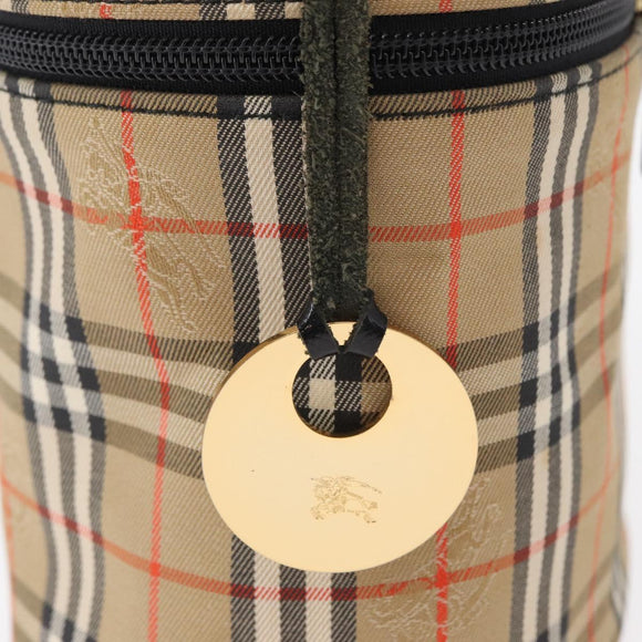 BURBERRY Nova Check Vanity Hand Bag Canvas Beige Gold Auth am10060V