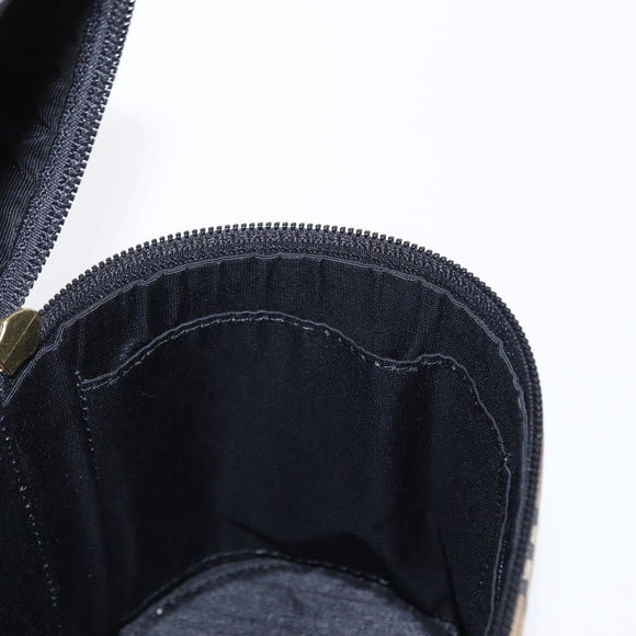 BURBERRY Nova Check Vanity Hand Bag Canvas Beige Gold Auth am10060V