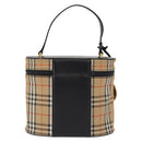 BURBERRY Nova Check Vanity Hand Bag Canvas Beige Gold Auth am10060V-3
