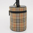 BURBERRY Nova Check Vanity Hand Bag Canvas Beige Gold Auth am10060V-4