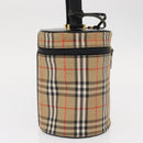 BURBERRY Nova Check Vanity Hand Bag Canvas Beige Gold Auth am10060V-5