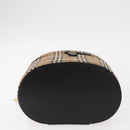 BURBERRY Nova Check Vanity Hand Bag Canvas Beige Gold Auth am10060V-9