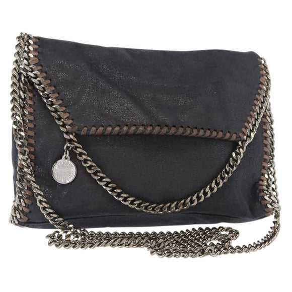 Stella MacCartney Chain Falabella Bag polyester Navy Silver 364519 Auth am10062V