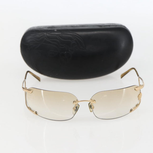 VERSACE Medusa Rimless Sunglasses metal Gold Tone Auth am10063