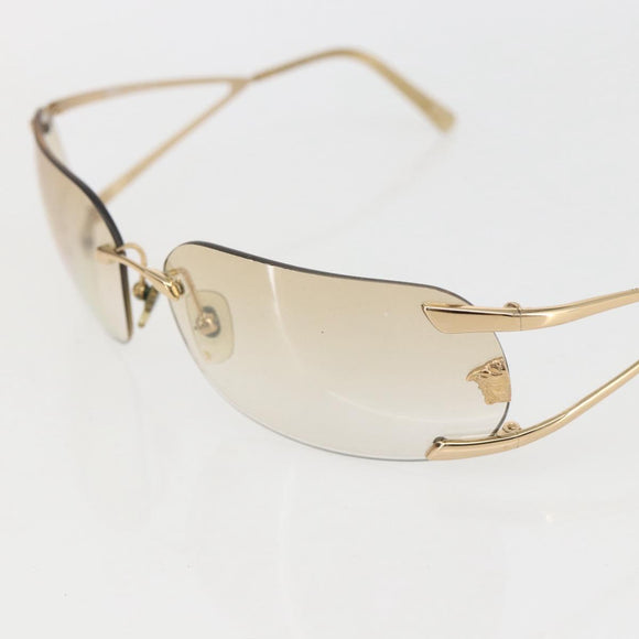 VERSACE Medusa Rimless Sunglasses metal Gold Tone Auth am10063