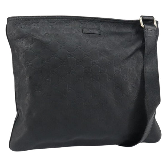 GUCCI GG Canvas Guccissima Shoulder Bag Leather Black Gold 201446 Auth am10066