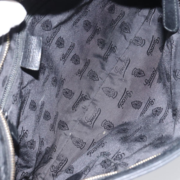 GUCCI GG Canvas Guccissima Shoulder Bag Leather Black Gold 201446 Auth am10066