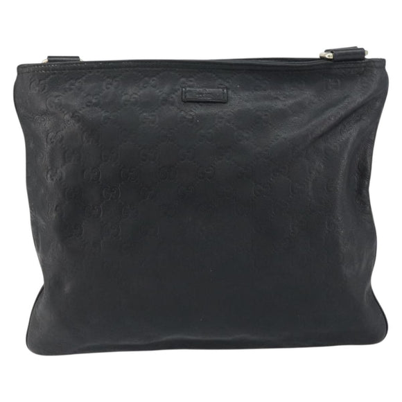 GUCCI GG Canvas Guccissima Shoulder Bag Leather Black Gold 201446 Auth am10066