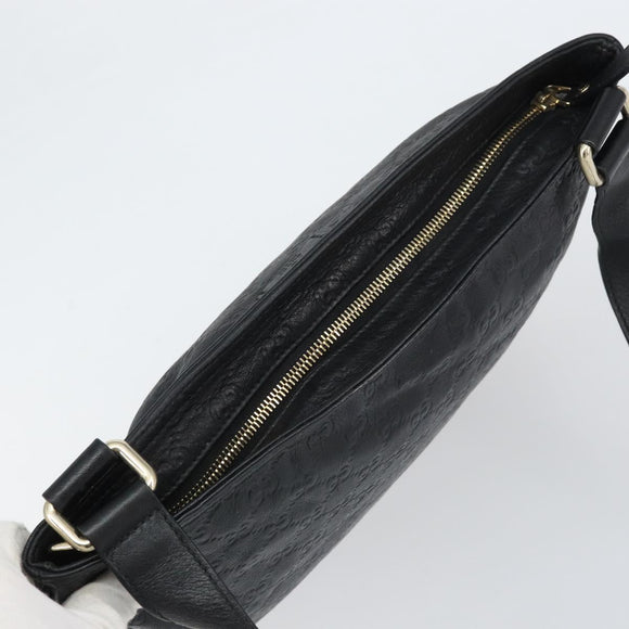 GUCCI GG Canvas Guccissima Shoulder Bag Leather Black Gold 201446 Auth am10066