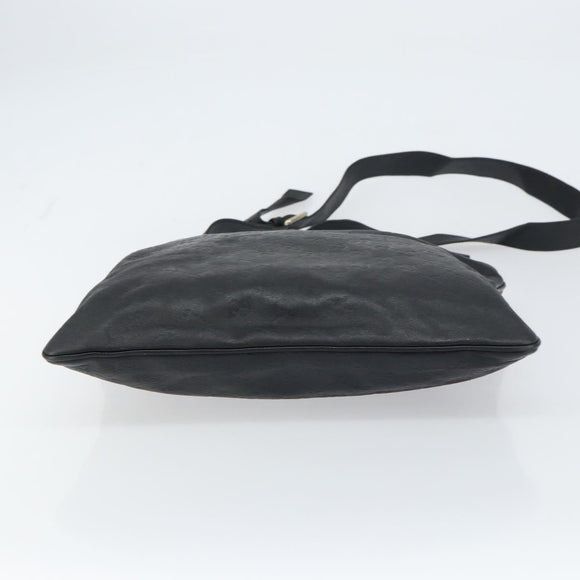 GUCCI GG Canvas Guccissima Shoulder Bag Leather Black Gold 201446 Auth am10066