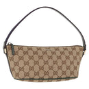 GUCCI GG Canvas Sherry Line Hand Bag Beige Gold 141809 Auth am10067V-1