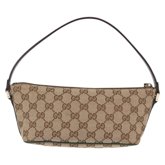 GUCCI GG Canvas Sherry Line Hand Bag Beige Gold 141809 Auth am10067V
