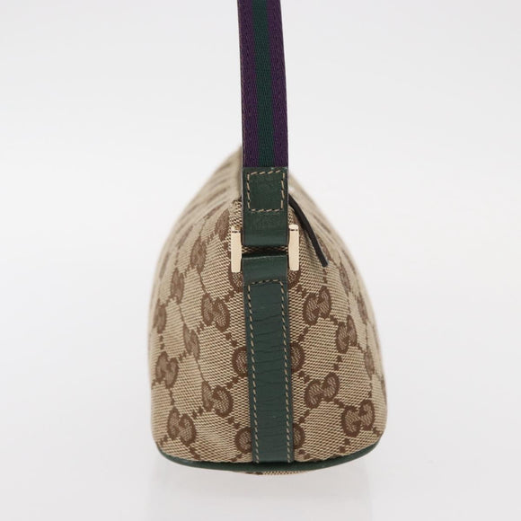 GUCCI GG Canvas Sherry Line Hand Bag Beige Gold 141809 Auth am10067V