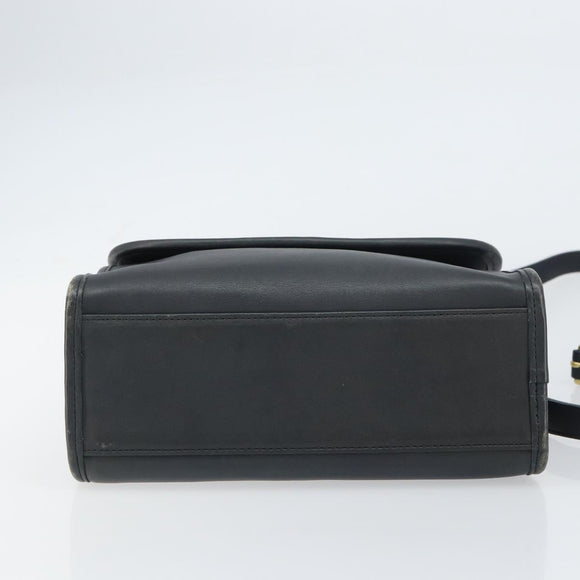 Coach Hand Bag Leather 2way Navy Gold Auth am10068