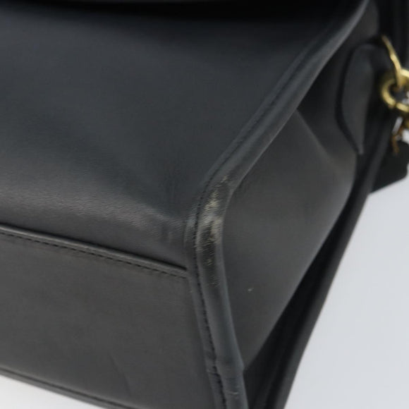 Coach Hand Bag Leather 2way Navy Gold Auth am10068