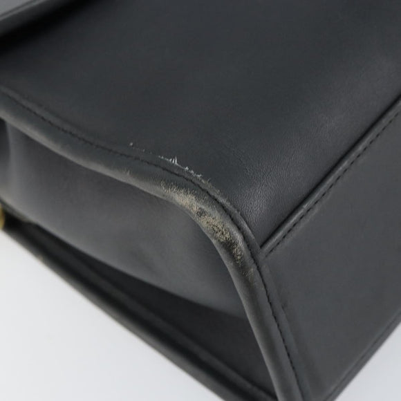 Coach Hand Bag Leather 2way Navy Gold Auth am10068