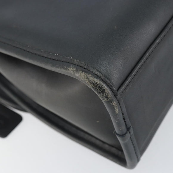 Coach Hand Bag Leather 2way Navy Gold Auth am10068