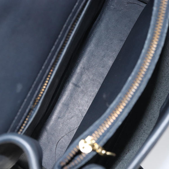 Coach Hand Bag Leather 2way Navy Gold Auth am10068