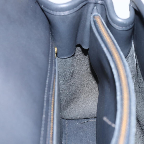 Coach Hand Bag Leather 2way Navy Gold Auth am10068