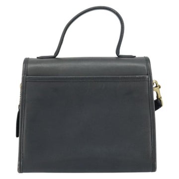 Coach Hand Bag Leather 2way Navy Gold Auth am10068 - 0