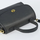 Coach Hand Bag Leather 2way Navy Gold Auth am10068-6