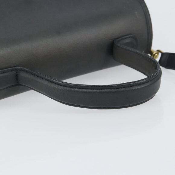 Coach Hand Bag Leather 2way Navy Gold Auth am10068