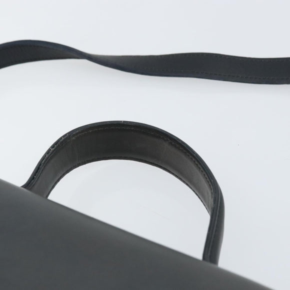 Coach Hand Bag Leather 2way Navy Gold Auth am10068