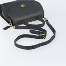 Coach Hand Bag Leather 2way Navy Gold Auth am10068-8