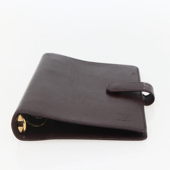 LOUIS VUITTON Taiga Agenda MM Day Planner Cover Acajou R20416 LV Auth am10073