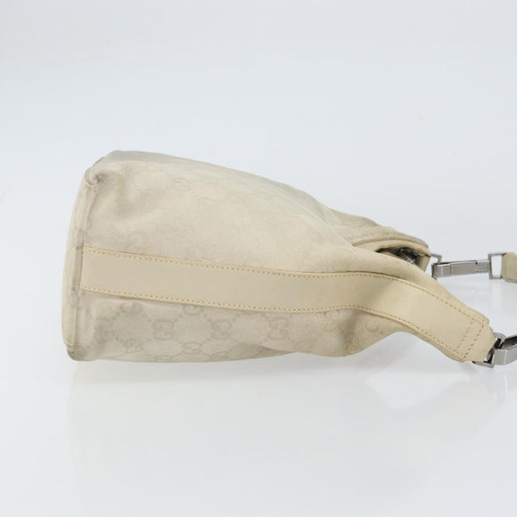 GUCCI GG Canvas Shoulder Bag Suede White Silver 000 0602 Auth am10075