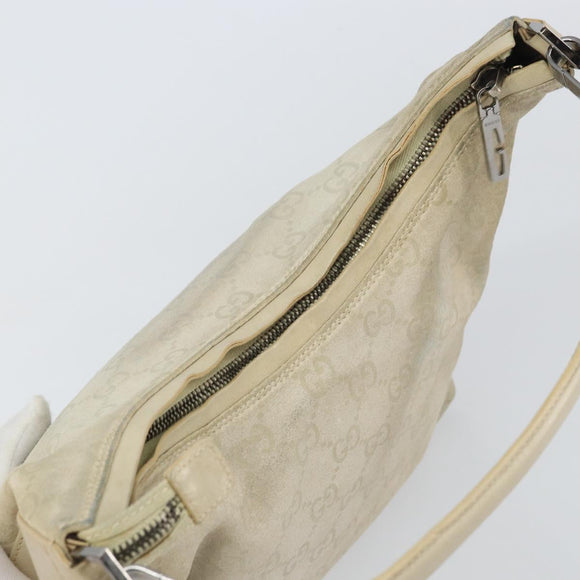 GUCCI GG Canvas Shoulder Bag Suede White Silver 000 0602 Auth am10075
