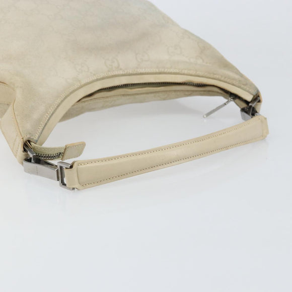 GUCCI GG Canvas Shoulder Bag Suede White Silver 000 0602 Auth am10075