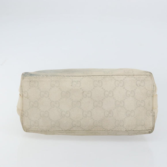 GUCCI GG Canvas Shoulder Bag Suede White Silver 000 0602 Auth am10075