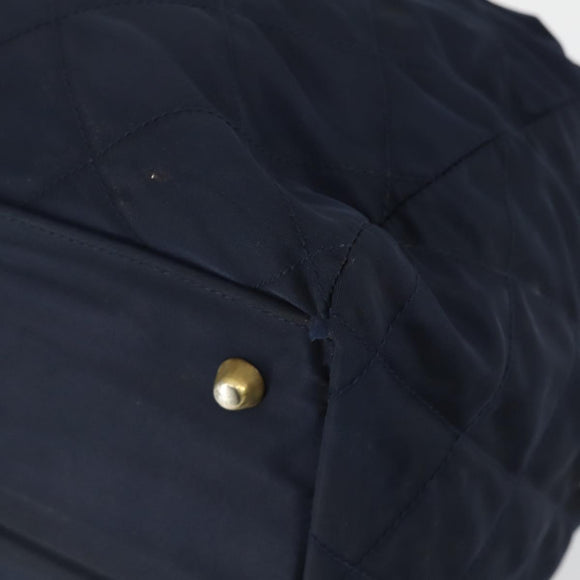 PRADA Chain Tote Bag Nylon Navy Gold Auth am10079