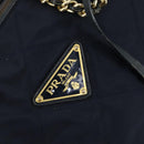 PRADA Chain Tote Bag Nylon Navy Gold Auth am10079-19
