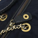 PRADA Chain Tote Bag Nylon Navy Gold Auth am10079-9