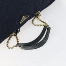 PRADA Chain Tote Bag Nylon Navy Gold Auth am10079-7