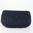 PRADA Chain Tote Bag Nylon Navy Gold Auth am10079-5