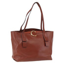 Chloe Tote Bag Leather Brown Gold Auth am10080-1