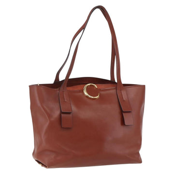 Chloe Tote Bag Leather Brown Gold Auth am10080