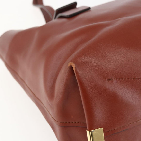 Chloe Tote Bag Leather Brown Gold Auth am10080