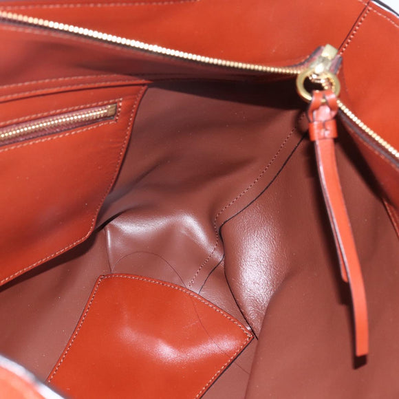 Chloe Tote Bag Leather Brown Gold Auth am10080